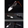 Mini foldbar kniv - rustfrit stål - træskaft - med læderbetræk