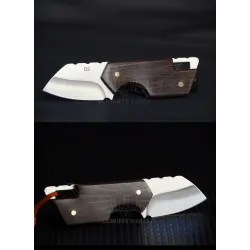 Cuchillos & multitoolsMinicuchillo plegable - acero inoxidable - mango de madera - con funda de piel