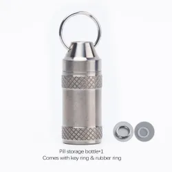 Medicine / pills storage box - waterproof container - with key ring - titanium alloyKeyrings