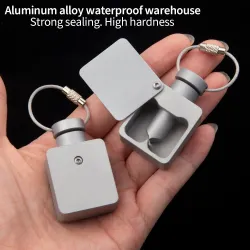 Oppbevaringsboks for piller - separator - pillekutter - vanntett beholder - med nøkkelring - aluminiumslegering