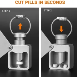 Pilleopbevaringsboks - separator - pilleskærer - vandtæt beholder - med nøglering - aluminiumslegering