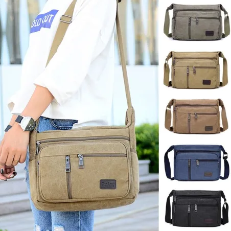 Retro canvas tas - verstelbare schouderbandTassen