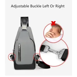 Luksuriøs bryst-/skulderveske - ryggsekk - USB-ladeport - vanntett - unisex