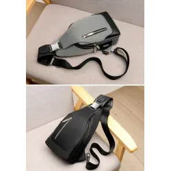 Luksuriøs bryst-/skulderveske - ryggsekk - USB-ladeport - vanntett - unisex