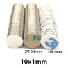 N42 - Neodym-Magnet - starke runde Scheibe - mit 3M-Kleber - 10 mm x 1 mm - 10 - 100 Stück