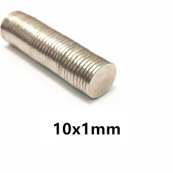 N42 - ímã de neodímio - disco redondo forte - 10 mm x 1 mm - 10 - 500 peças