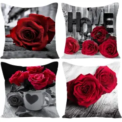 Capa de almofada decorativa - rosas vermelhas - 45 * 45cm