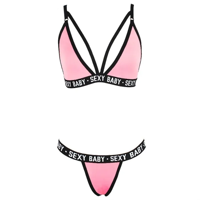 Sutiã / fio dental - conjunto de lingerie sexy - letras SEXY BABY
