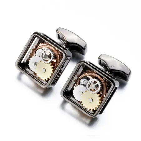Elegante vierkante manchetknopen - mechanisme tandwielontwerpManchetknopen