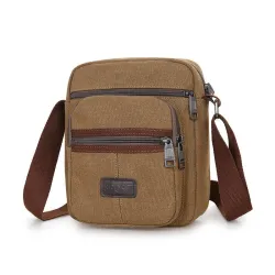 Stilfuld canvas skuldertaske - med lynlås