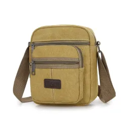 Stilfuld canvas skuldertaske - med lynlås
