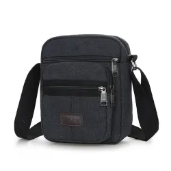 Stilfuld canvas skuldertaske - med lynlås