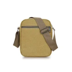 Stilfuld canvas skuldertaske - med lynlås