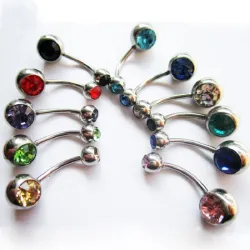 Navlering - med krystal - piercing - 5 - 8 mm - 10 stk.