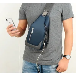 Sac à dos multifonction - sac à bandoulière / poitrine - port de chargement USB - trou pour écouteurs - étanche