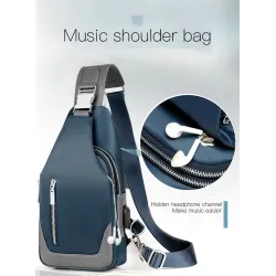 Sac à dos multifonction - sac à bandoulière / poitrine - port de chargement USB - trou pour écouteurs - étanche