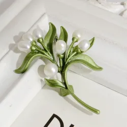 BrochesRama de olivo con perlas - elegante broche