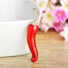 Spilla in cristallo - con peperoncino verde e rosso