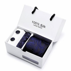 Elegant silk set - tie - handkerchief - cufflinks - with box