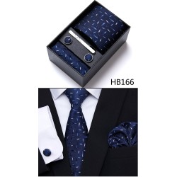 Elegant silkesæt - slips - lommetørklæde - manchetknapper - slips