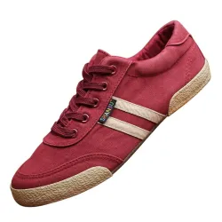 Klassiske herresko - sneakers i flat canvas - rund tå - snøring