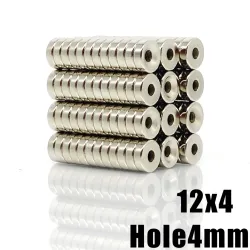 N35 - Neodymmagnet - rund försänkt - 12 * 4 mm med 4 mm hål