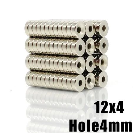 N35 - Aimant néodyme - rond fraisé - 12 * 4 mm avec trou de 4 mm