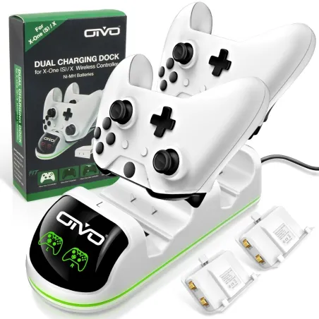 Dubbel laddare - laddningsdocka - med LED-indikator - för Xbox One - One S - One X-kontroller
