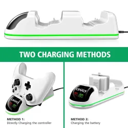 Dobbel lader - ladedokking - med LED-indikator - for Xbox One - One S - One X-kontroller