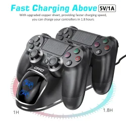 Dual charger - dock station - fast charging stand - with LED display - for Playstation 4 / PS4 Slim / PS4 Pro controllersChar...