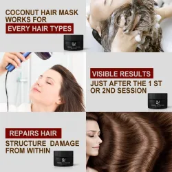 Kokosolja hårmask - reparera - återställa skadat hår - 50 ml