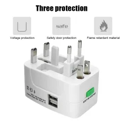 Universal strøm - rejseadapter - med 2 USB-porte - AU US UK EU stik inverter