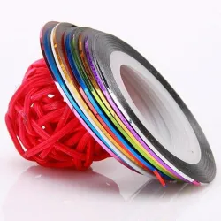 Nagelband - färgglada linjer - klistermärke - blandade färger - 10 st
