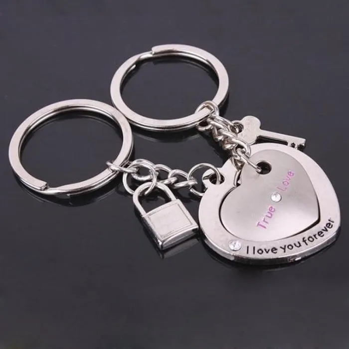 Porte-clés en forme de coeur - Love Heart - True Love - 2 pièces