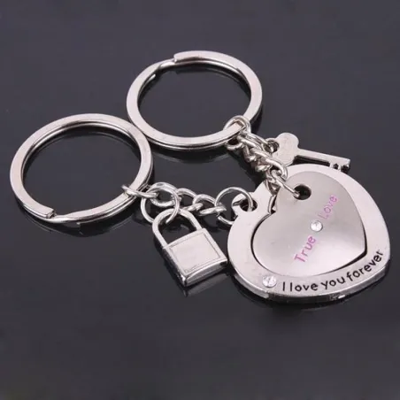 Hjerteformet nøkkelring - Love Heart - True Love - 2 stk
