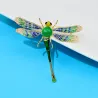 Broche libellule en cristal coloré