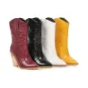 BotasElegantes botas de cuero - hasta la mitad de la pantorrilla - tacón de cuña grueso - estilo cowboy