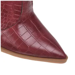 BotasElegantes botas de cuero - hasta la mitad de la pantorrilla - tacón de cuña grueso - estilo cowboy