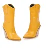Botas de couro elegantes - metade do comprimento da panturrilha - salto de cunha grosso - estilo cowboy