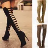 BotasBotas sexy de tacón alto, por encima de la rodilla, diseño de espalda hueca.