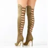 Botas sexy de salto alto - acima do joelho - design oco nas costas