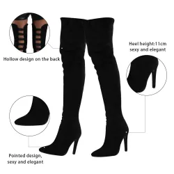 BotasBotas sexy de tacón alto, por encima de la rodilla, diseño de espalda hueca.