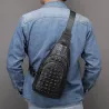 Stylish chest bag - leather backpack - crocodile skin patternBags