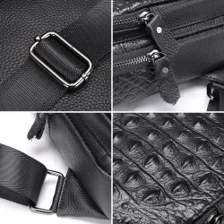Stylish chest bag - leather backpack - crocodile skin patternBags