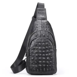 Bolsa de peito elegante - mochila de couro - padrão de pele de crocodilo
