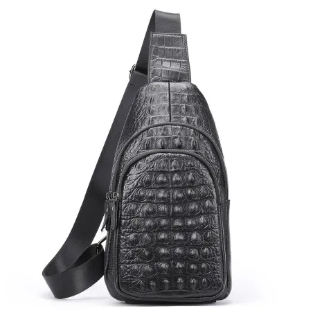 Stylish chest bag - leather backpack - crocodile skin patternBags