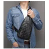 Stylish chest bag - leather backpack - crocodile skin patternBags