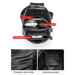 BolsosElegante bolso de pecho - mochila de cuero - patrón de piel de cocodrilo