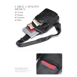 Stylish chest bag - leather backpack - crocodile skin patternBags