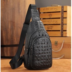 BolsosElegante bolso de pecho - mochila de cuero - patrón de piel de cocodrilo